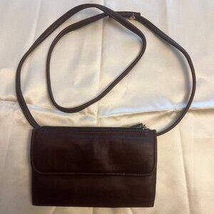 Brown Crossbody Bag with Built-In Wallet & Multiple Pockets | Genuine Leather